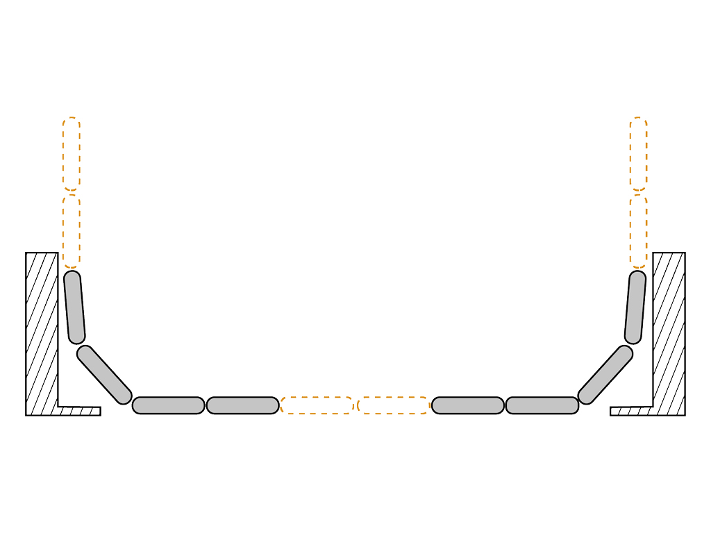 Darvozalar panellarining radius bo'yicha yoyilishi, hangar tomoni bo'ylab. Darvozalar konstruktsiyasi 